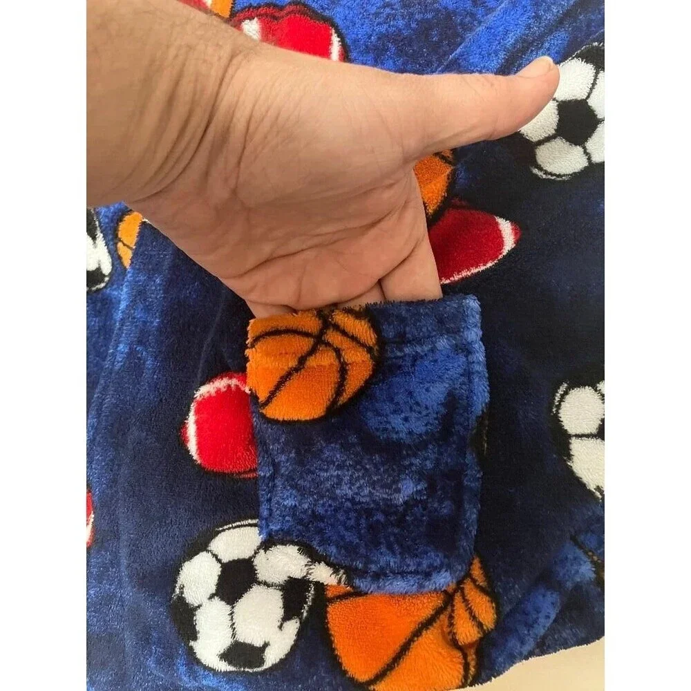 Cherokee Kids Blue Fleece Bath Robe Size S‎ Basketball Football Soccer